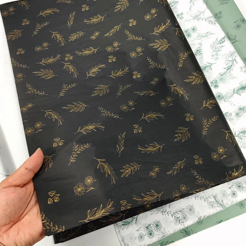 50*70cm White Recyclable Gift Wrapping Paper Flower Design for Clothing Underwear Shoes Socks Packaging