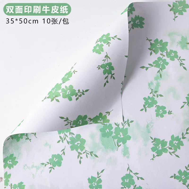 Internet Famous Art Paper Flower Bundle Packaging Single-Sided Coated Fresh Spring Broken Flowers Paper