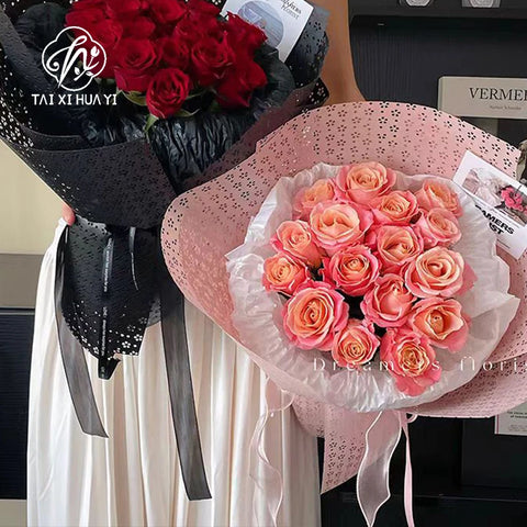 New Design Korean Waterproof Floral Gift Packaging Paper Hollow Bouquet for Flower Arrangements