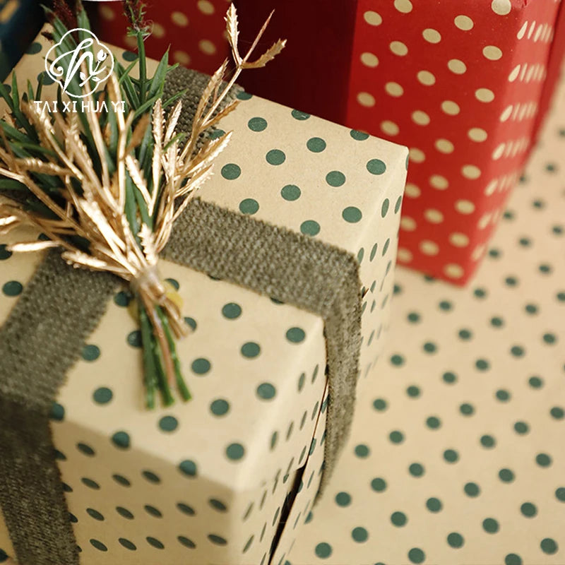 Single-Sided Polka Dot Kraft Wrapping Paper Recyclable Christmas Dotted Packaging Gift Wrap Gift Wrapping Paper รูปสินค้าหลัก