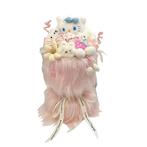 Valentine's Day Sanrio Wool Plush Flower Bouquet-Everlasting Environment-Friendly Birthday Gift for Girls & Mother's Day