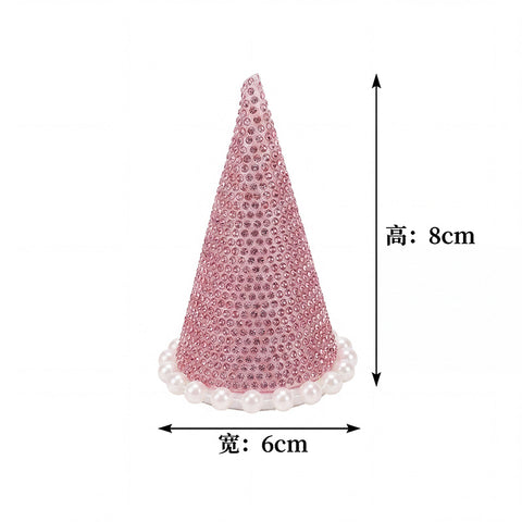 Internet-famous castle small pointed hat with money flower flower sparkling rhinestone pearl edges pointed top hat handmade fresh flower gift box floral accessory materials