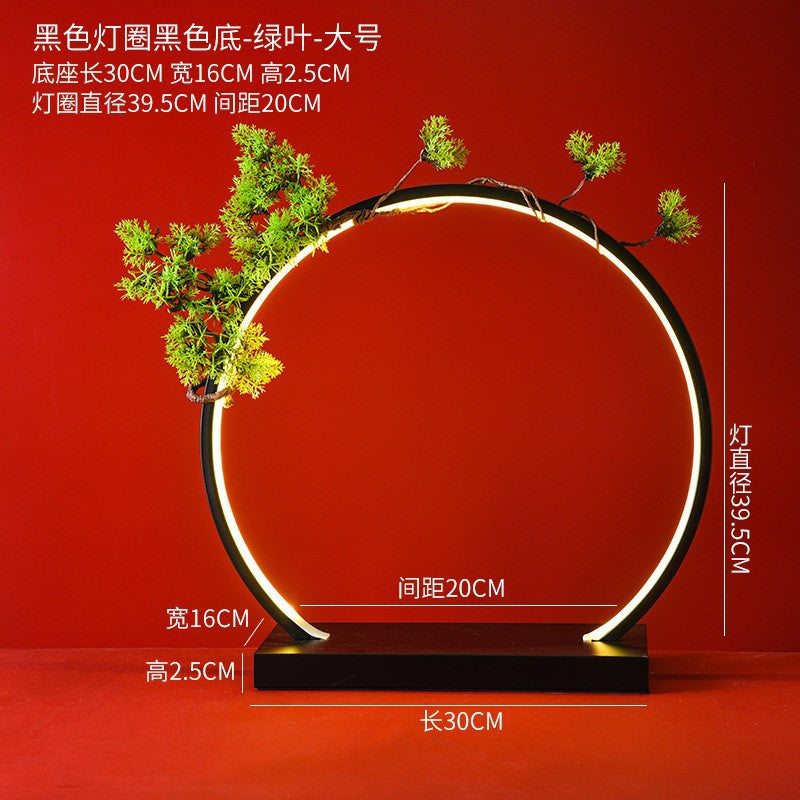 New Chinese LED lamp ring living room creative ornament Gundam background light gift home decoration flowing water ornament