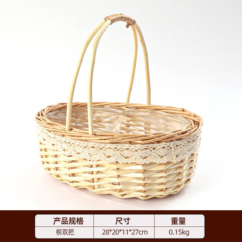 Willow Hand Woven Modern Hanging Eco-Friendly Rattan Kitchen Storage Customized Design Shape Flower Shop Basket Small Basket