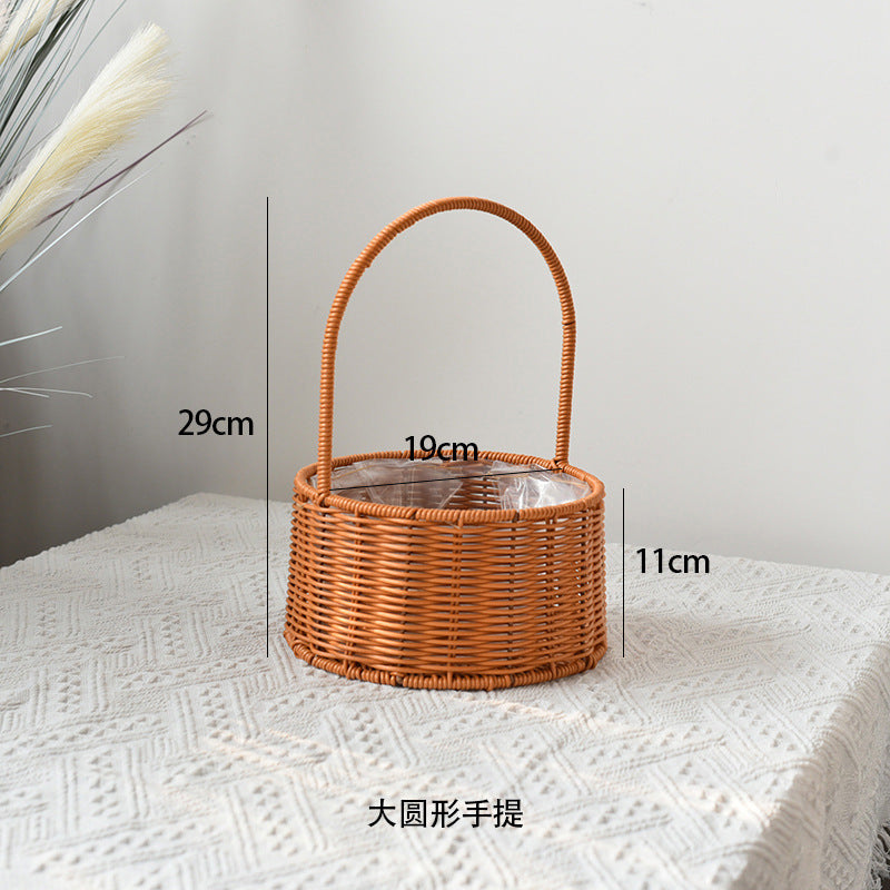 Modern Style Hand-Woven Rattan Wicker Shape Storage Basket Eco-Friendly Durable Lightweight Multifunctional Home Garden Plant