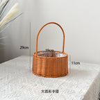 Modern Style Hand-Woven Rattan Wicker Shape Storage Basket Eco-Friendly Durable Lightweight Multifunctional Home Garden Plant