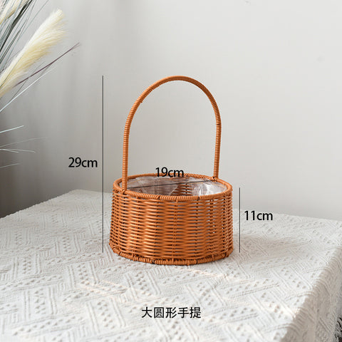 Modern Style Hand-Woven Rattan Wicker Shape Storage Basket Eco-Friendly Durable Lightweight Multifunctional Home Garden Plant