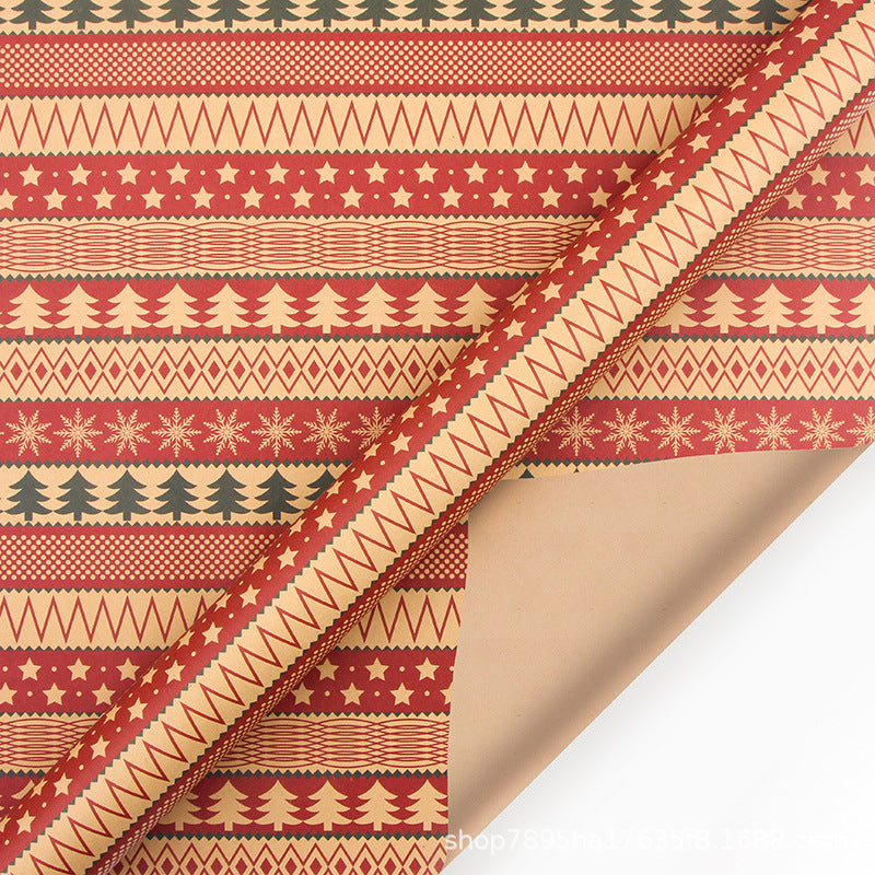 Amazon, new Christmas gift wrapping paper, retro yellow kraft paper gift box packaging DIY paper wholesale