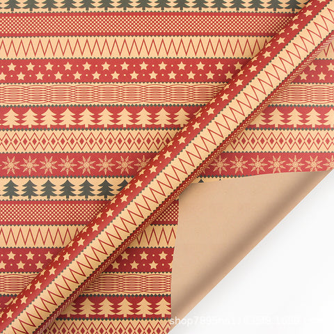 Amazon, new Christmas gift wrapping paper, retro yellow kraft paper gift box packaging DIY paper wholesale