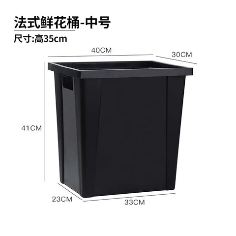 French bucket, plastic drop-resistant flower bucket, large waking flower bucket, liftable black bucket, flower shop ornament wholesale.