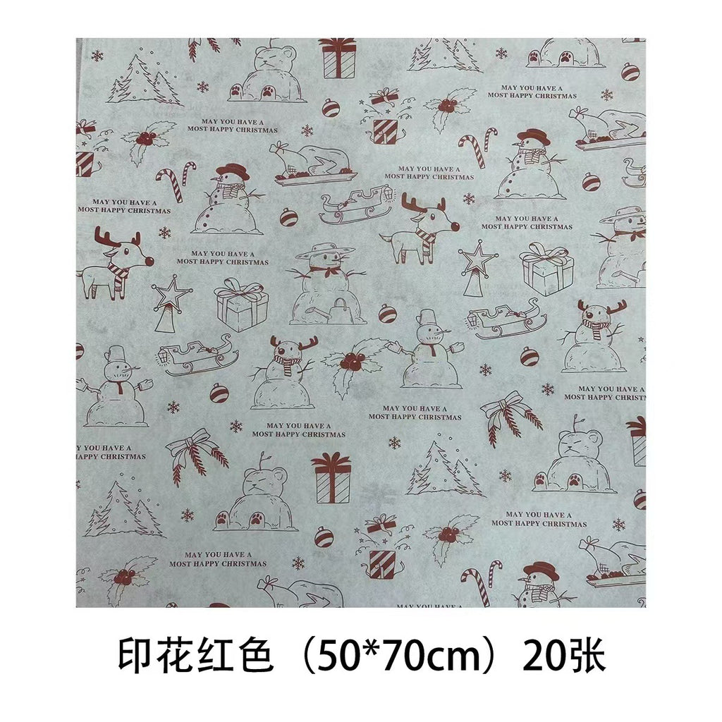 Christmas Themed Flower Coated Wrapping Paper Roll White Eco-friendly Offset/Silk Screen Printing Single Side