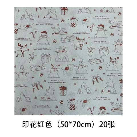 Christmas Themed Flower Coated Wrapping Paper Roll White Eco-friendly Offset/Silk Screen Printing Single Side