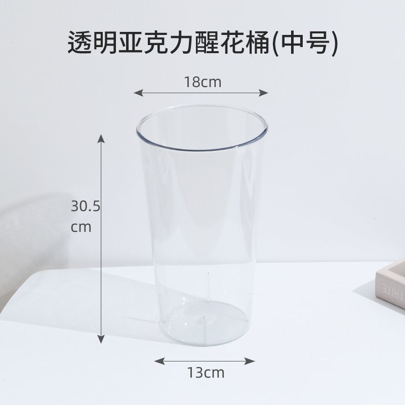 Round acrylic flower bucket household wake flower bucket flower shop special flower transparent bucket manufacturer plastic simple flower device