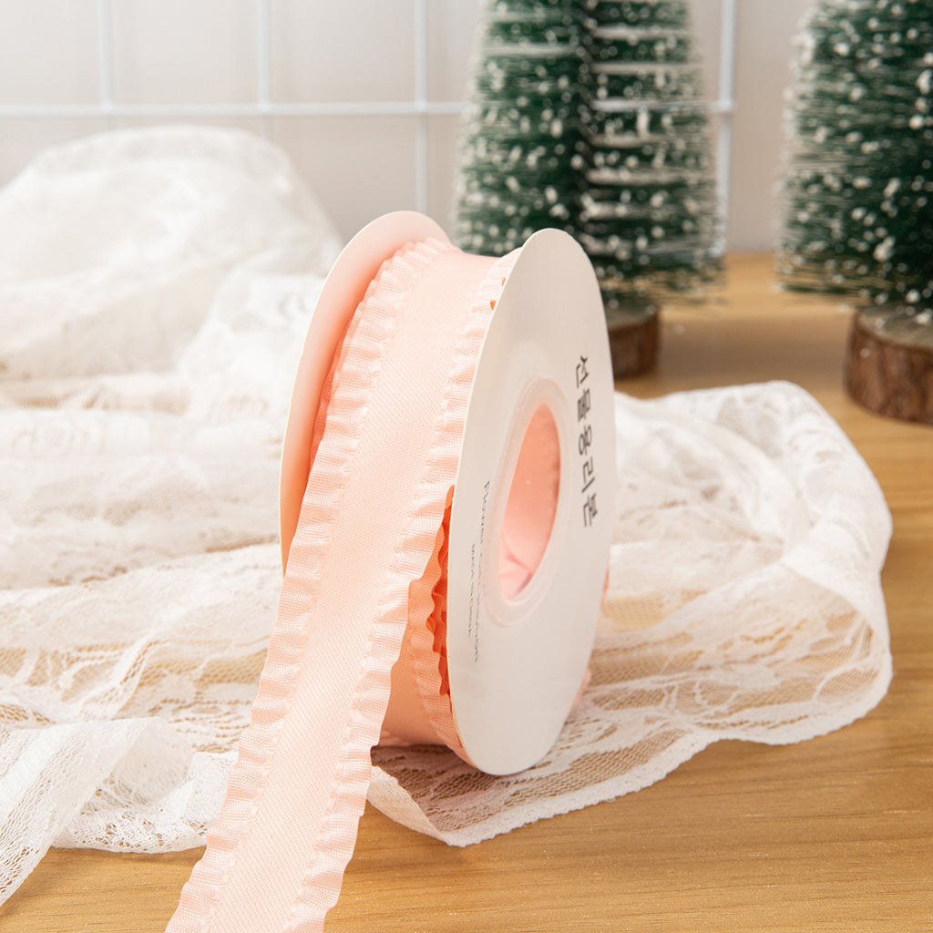 23mm Lychee Pattern Skirt Edge Satin Ribbon Handmade DIY Hair Accessory Bow Ruffle Ribbon Clothing Accessories