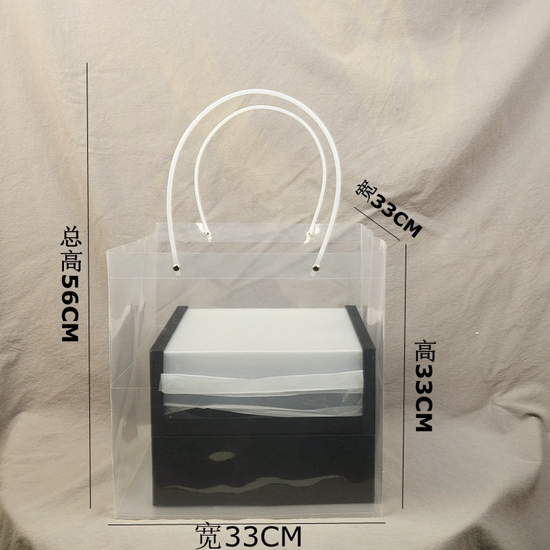 PVC Transparent Square Trapezoid Handle Packaging Bag Waterproof Plastic Storage for Festival Gifts Shrink Bag