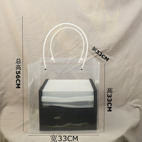 PVC Transparent Square Trapezoid Handle Packaging Bag Waterproof Plastic Storage for Festival Gifts Shrink Bag