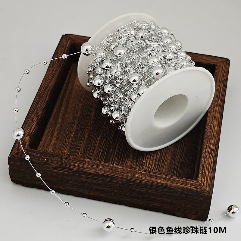 Pearl chain 8 + 3mm gypsy fishing line bead chain handmade bouquet gifts DIY holiday decoration floral materials