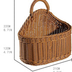 Japanese style rattan kitchen ginger and garlic storage basket kitchen utensils hanging basket indoor small items storage wall hanging basket portable small flower basket