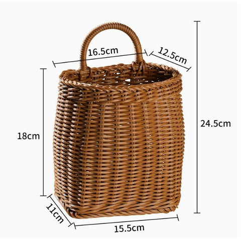 Japanese style rattan kitchen ginger and garlic storage basket kitchen utensils hanging basket indoor small items storage wall hanging basket portable small flower basket