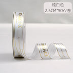 2.5cm English gold-foil ribbon, romantic love words, floral butterfly bouquet, ribbon, gift cake box, ribbon