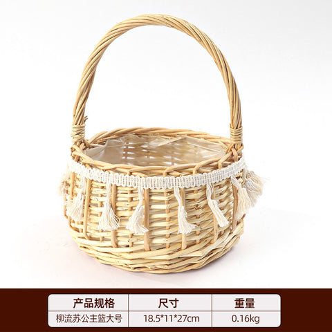 Willow Hand Woven Modern Hanging Eco-Friendly Rattan Kitchen Storage Customized Design Shape Flower Shop Basket Small Basket