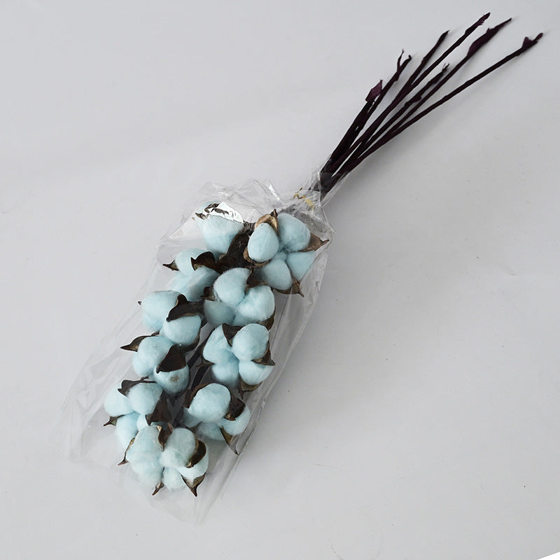 Simulation cotton head natural dried flower handmade retro country style flower arrangement wreath bouquet shooting props