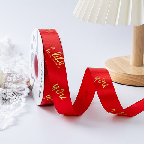Valentine's Day bronzing polyester ribbon bow webbing florist material wholesale flower gift cake packaging ribbon