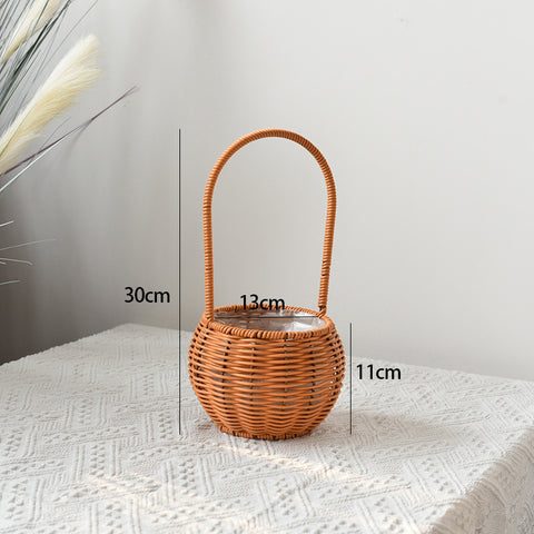 Modern Style Hand-Woven Rattan Wicker Shape Storage Basket Eco-Friendly Durable Lightweight Multifunctional Home Garden Plant