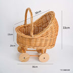 New rattan flower basket baby stroller flower basket flower arrangement flower decoration handmade DIY fruit basket materials