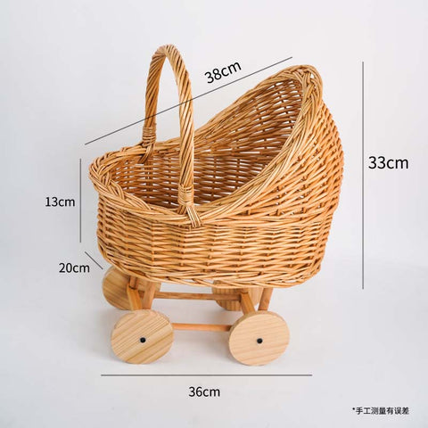 New rattan flower basket baby stroller flower basket flower arrangement flower decoration handmade DIY fruit basket materials