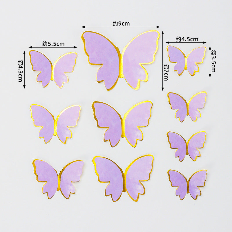 Vibrant Yellow Blue Pink Art Deco Paper Butterfly Cake Toppers for Home Decoration and Anniversary Celebrations
