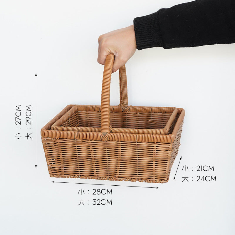 Gift box woven flower basket handmade straw basket outdoor camping home decoration teacher's day gift box