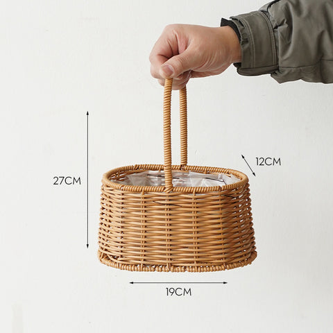Gift box woven flower basket handmade straw basket outdoor camping home decoration teacher's day gift box