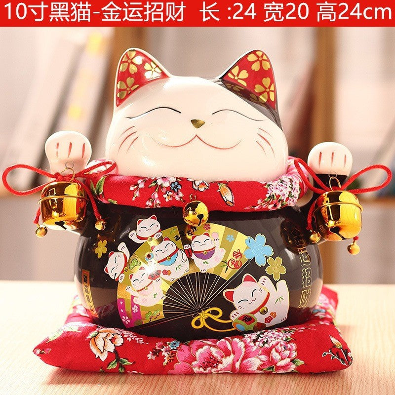Lucky Cat Ceramic Home Ornament Creative Japanese-style Fortune Cat Small Pocket Store Opening Event Gift Wholesale