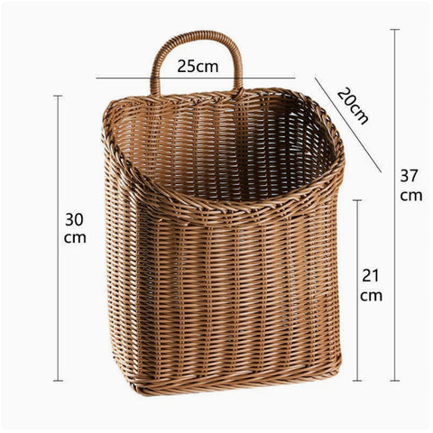 Japanese style rattan kitchen ginger and garlic storage basket kitchen utensils hanging basket indoor small items storage wall hanging basket portable small flower basket