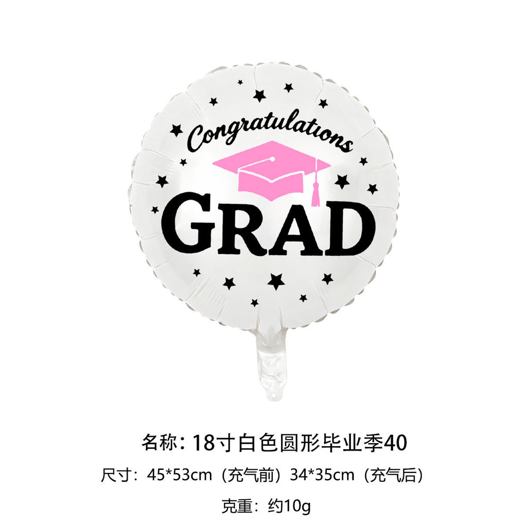 Cross-border hot-selling 18-inch graduation season aluminum foil balloons, round five-pointed star graduation hats, aluminum foil balloon venue decoration