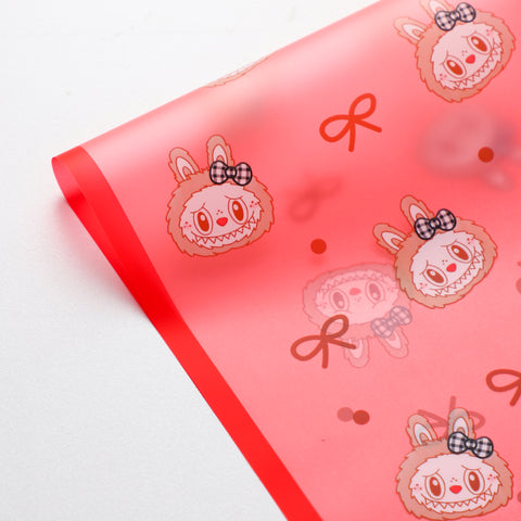 Labubu Magic Edge Heart Bow Korean Fresh Flower Bouquet Wrapping Paper Cartoon Doll Floral Materials Packaging