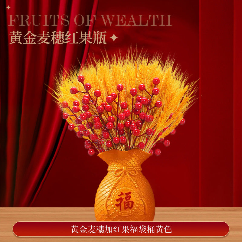 Year of the Horse Lucky Bucket Ornament 2026 Happy New Year Hug Bucket Lucky Fruit Red Fruit Living Room Decoration Spring Festival Atmosphere Decoration