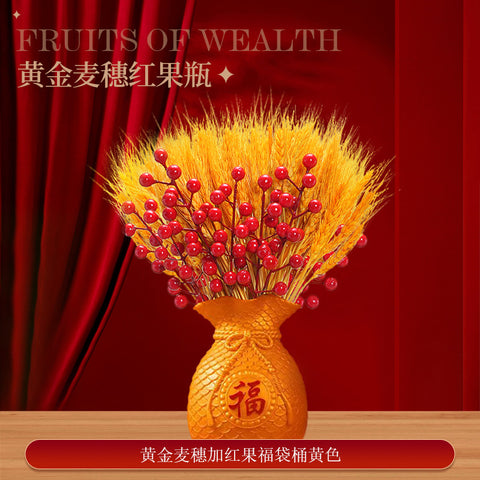 Year of the Horse Lucky Bucket Ornament 2026 Happy New Year Hug Bucket Lucky Fruit Red Fruit Living Room Decoration Spring Festival Atmosphere Decoration