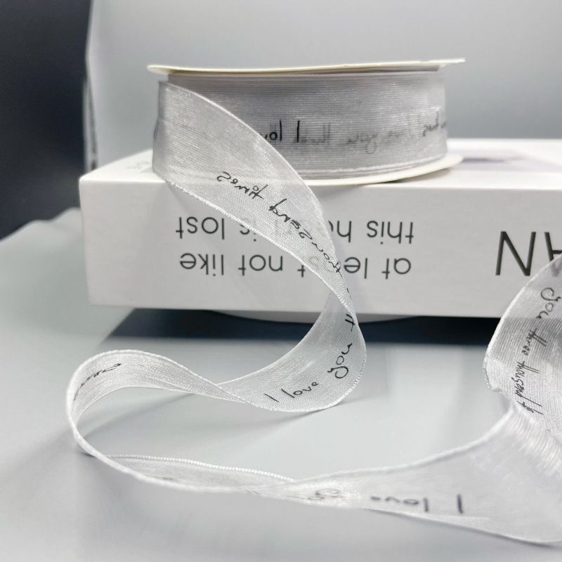 English alphabet transparent ribbon snow yarn belt chiffon webbing ribbon ribbon ribbon bouquet cake wrapping gift