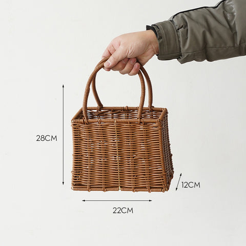 Gift box woven flower basket handmade straw basket outdoor camping home decoration teacher's day gift box