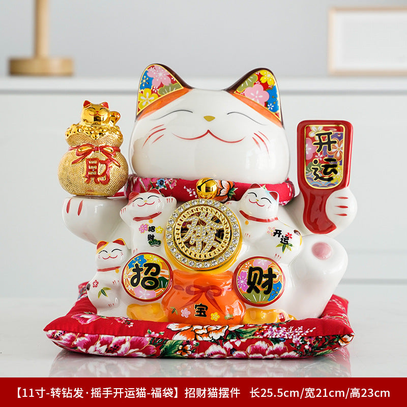 Lucky Cat Ceramic Home Ornament Creative Japanese-style Fortune Cat Small Pocket Store Opening Event Gift Wholesale