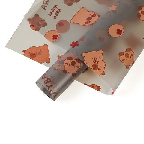 Cartoon pattern love kaka flower bouquet wrapping paper kapibara translucent neon paper gift wrapping paper