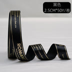 2.5cm English gold-foil ribbon, romantic love words, floral butterfly bouquet, ribbon, gift cake box, ribbon