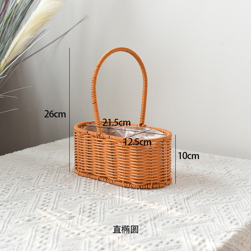 Modern Style Hand-Woven Rattan Wicker Shape Storage Basket Eco-Friendly Durable Lightweight Multifunctional Home Garden Plant