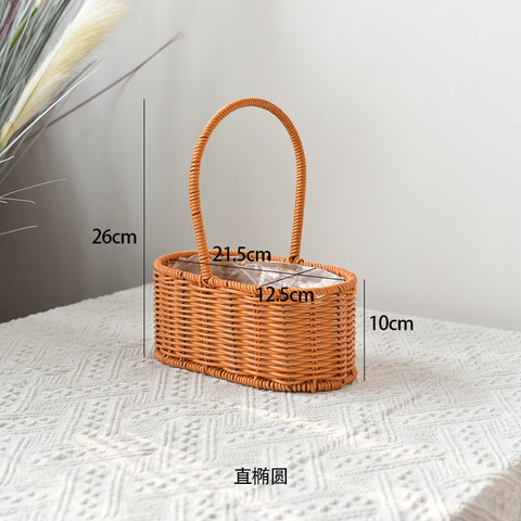 Modern Style Hand-Woven Rattan Wicker Shape Storage Basket Eco-Friendly Durable Lightweight Multifunctional Home Garden Plant