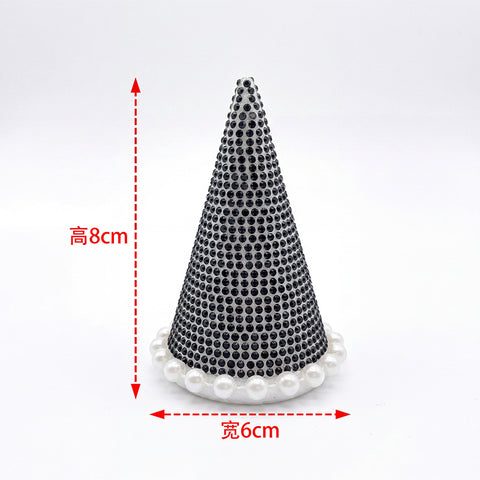 Internet-famous castle small pointed hat with money flower flower sparkling rhinestone pearl edges pointed top hat handmade fresh flower gift box floral accessory materials