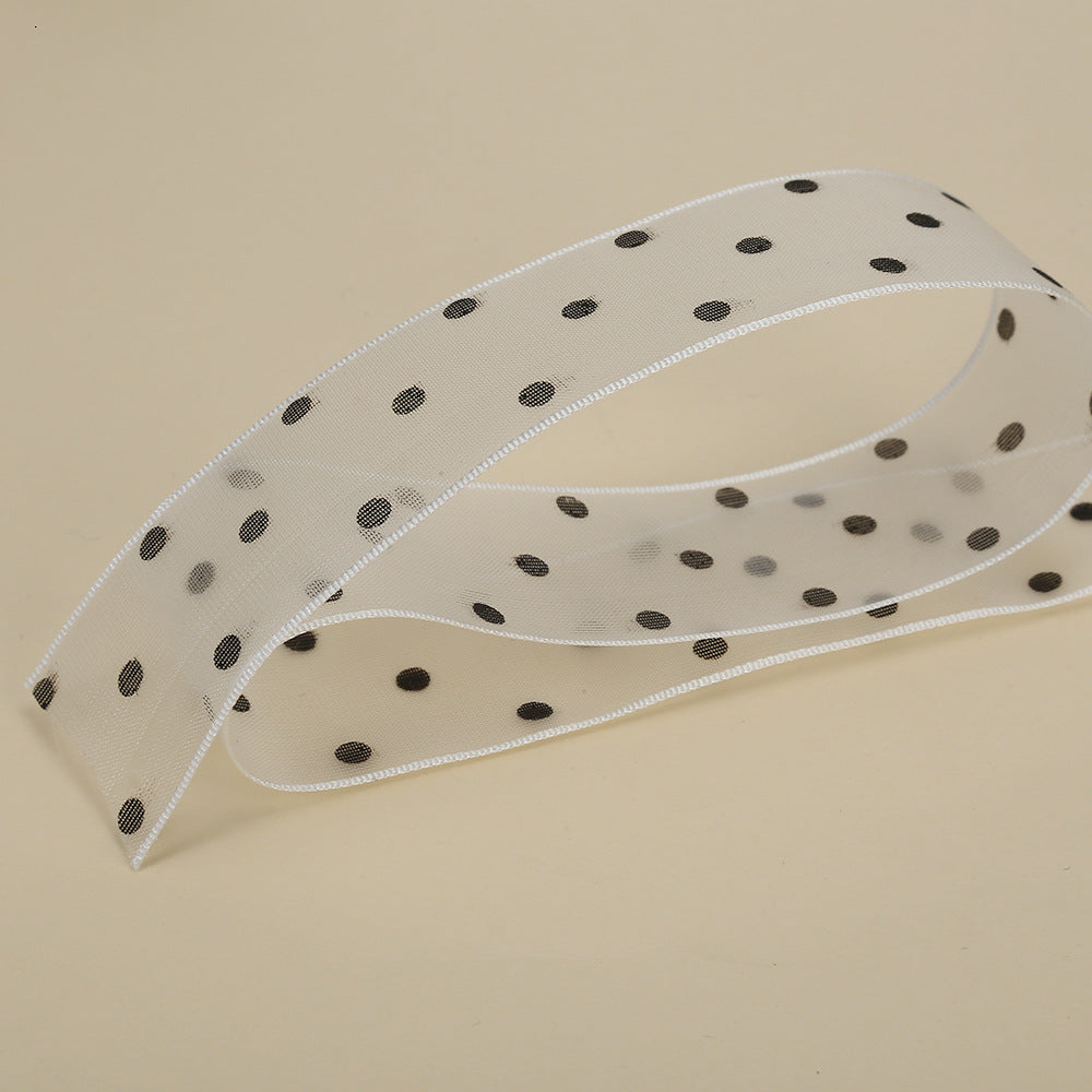 Spot 2.5cm star yarn with flower packaging ribbon polka dot snow yarn webbing bouquet bow ribbon
