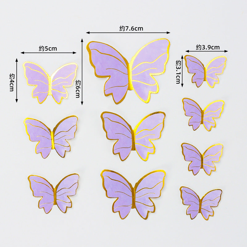 Vibrant Yellow Blue Pink Art Deco Paper Butterfly Cake Toppers for Home Decoration and Anniversary Celebrations