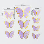 Vibrant Yellow Blue Pink Art Deco Paper Butterfly Cake Toppers for Home Decoration and Anniversary Celebrations